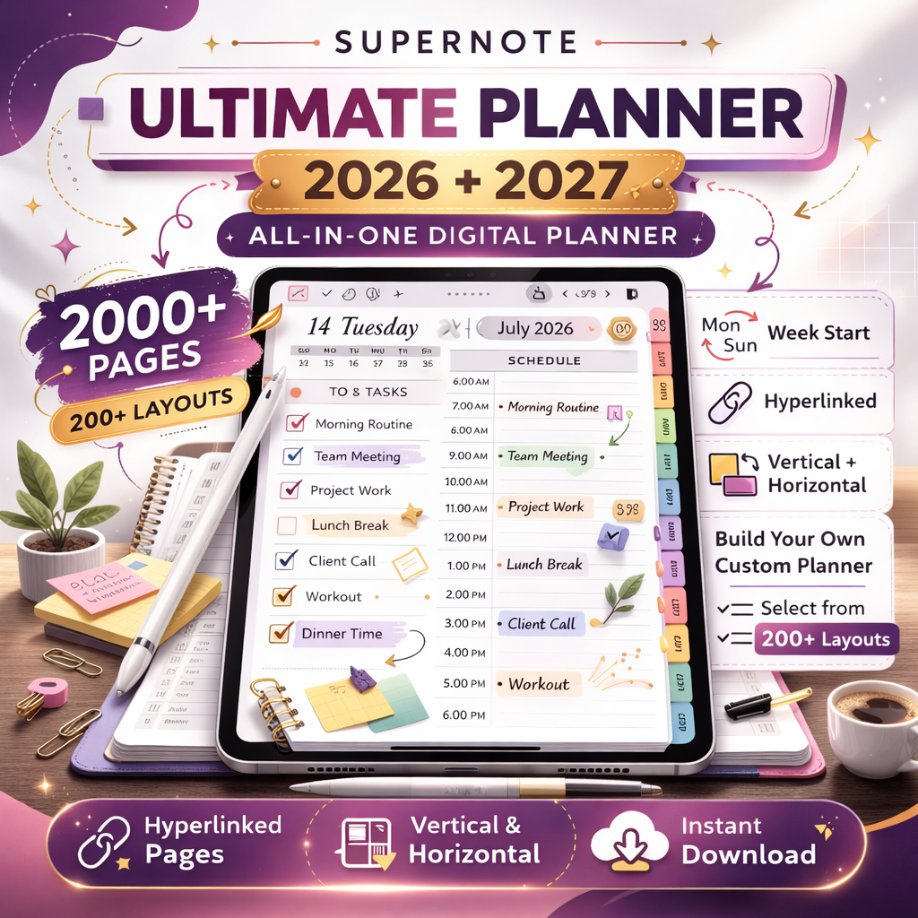 2026 Life Planner Spreadsheet Bundle – Budget, Tasks & Habits