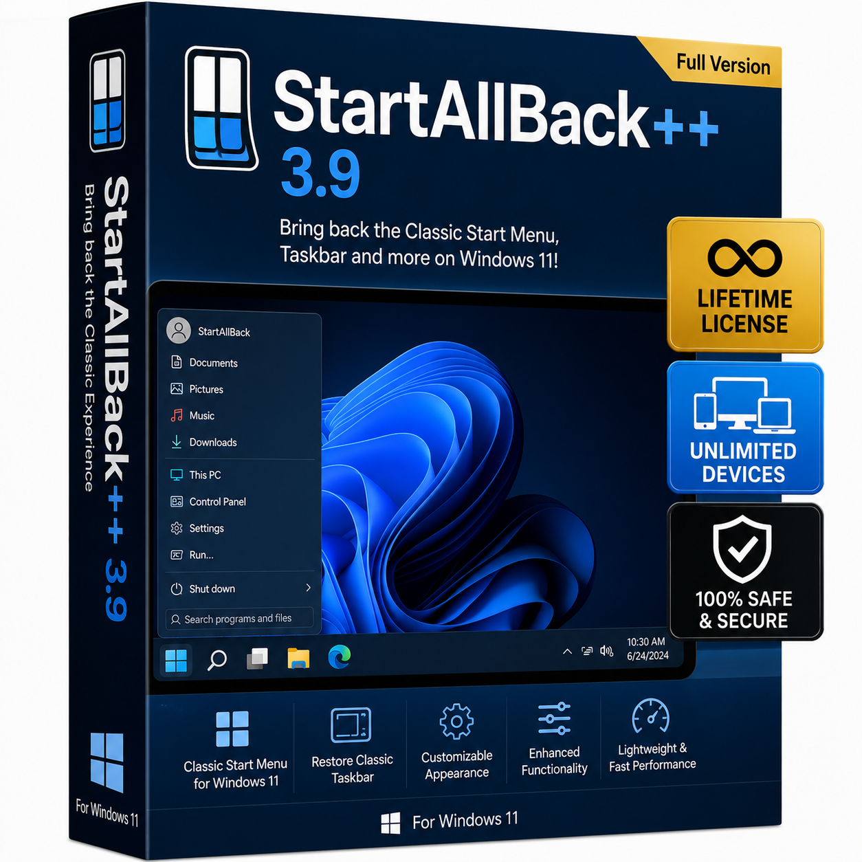 StartAllBack++ 3.9 – Lifetime License Unlimited Devices | Full Version