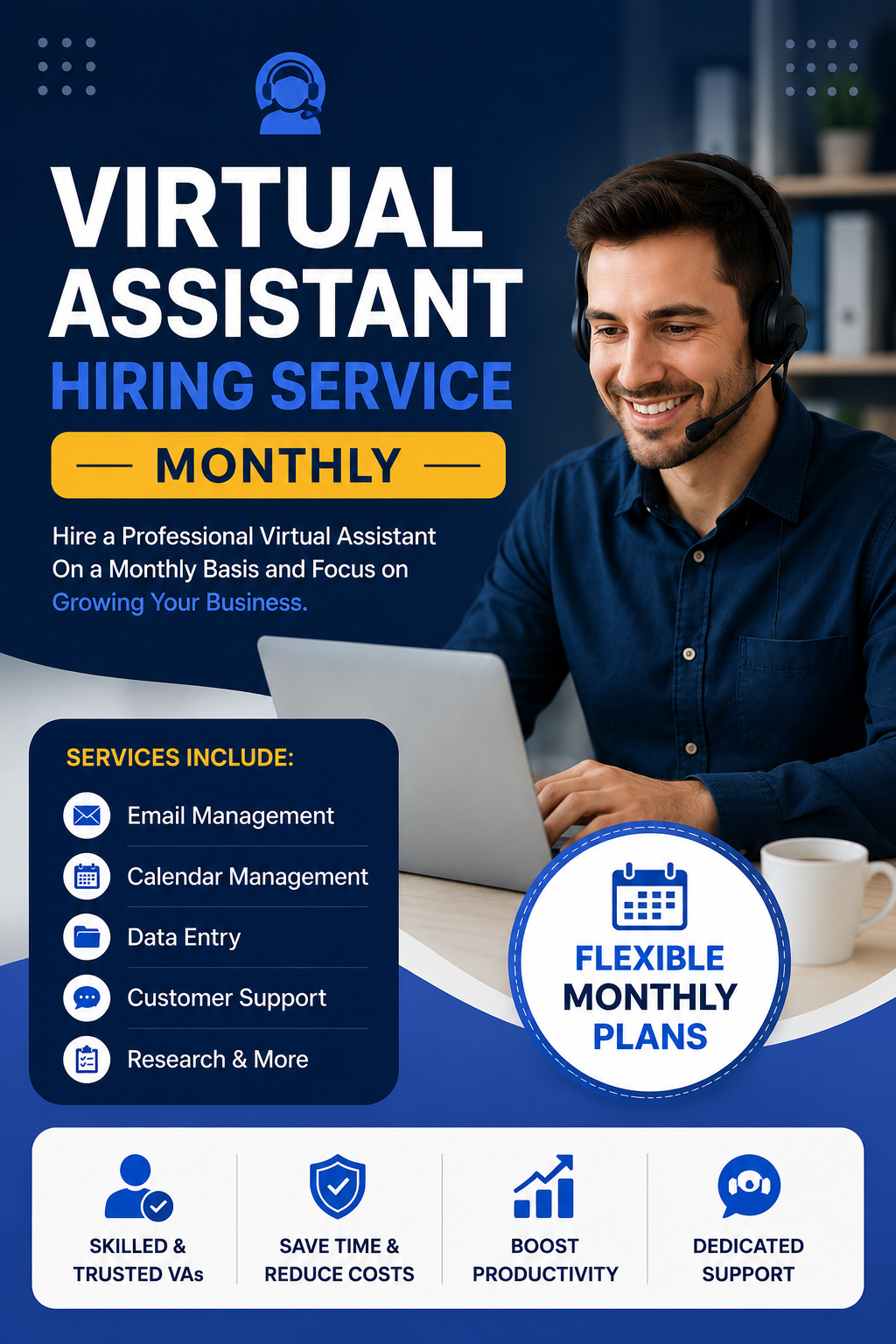Virtual Assistant Hiring Service Monthly