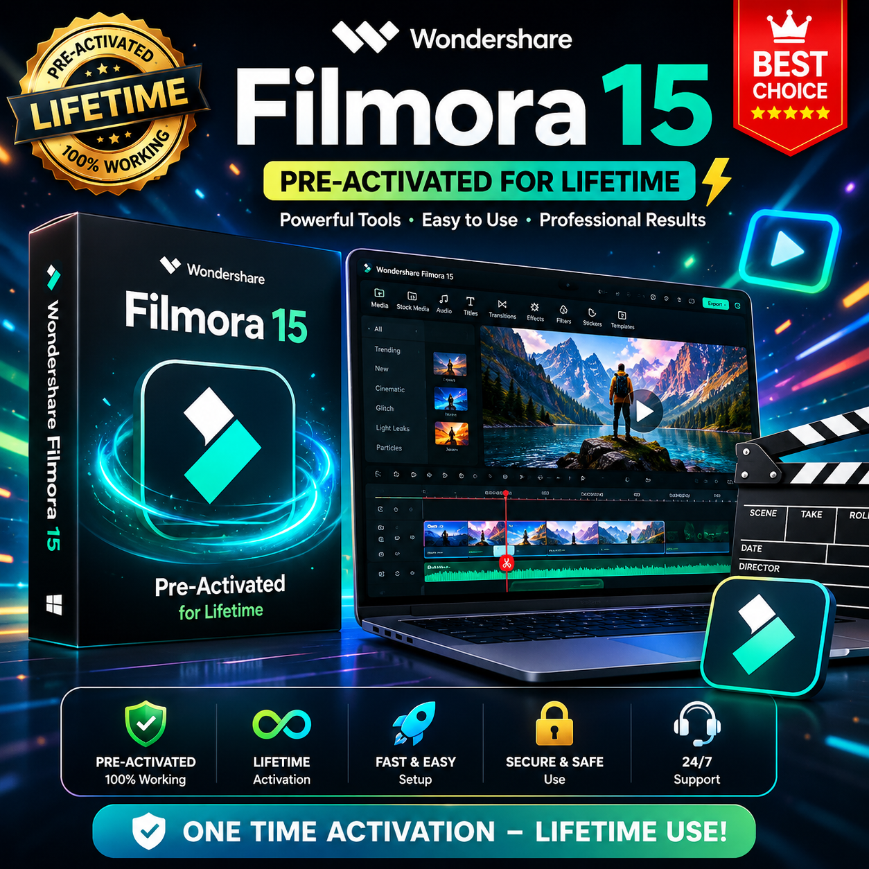 Wondershare Filmora 15 | Pre-Activated for Lifetime