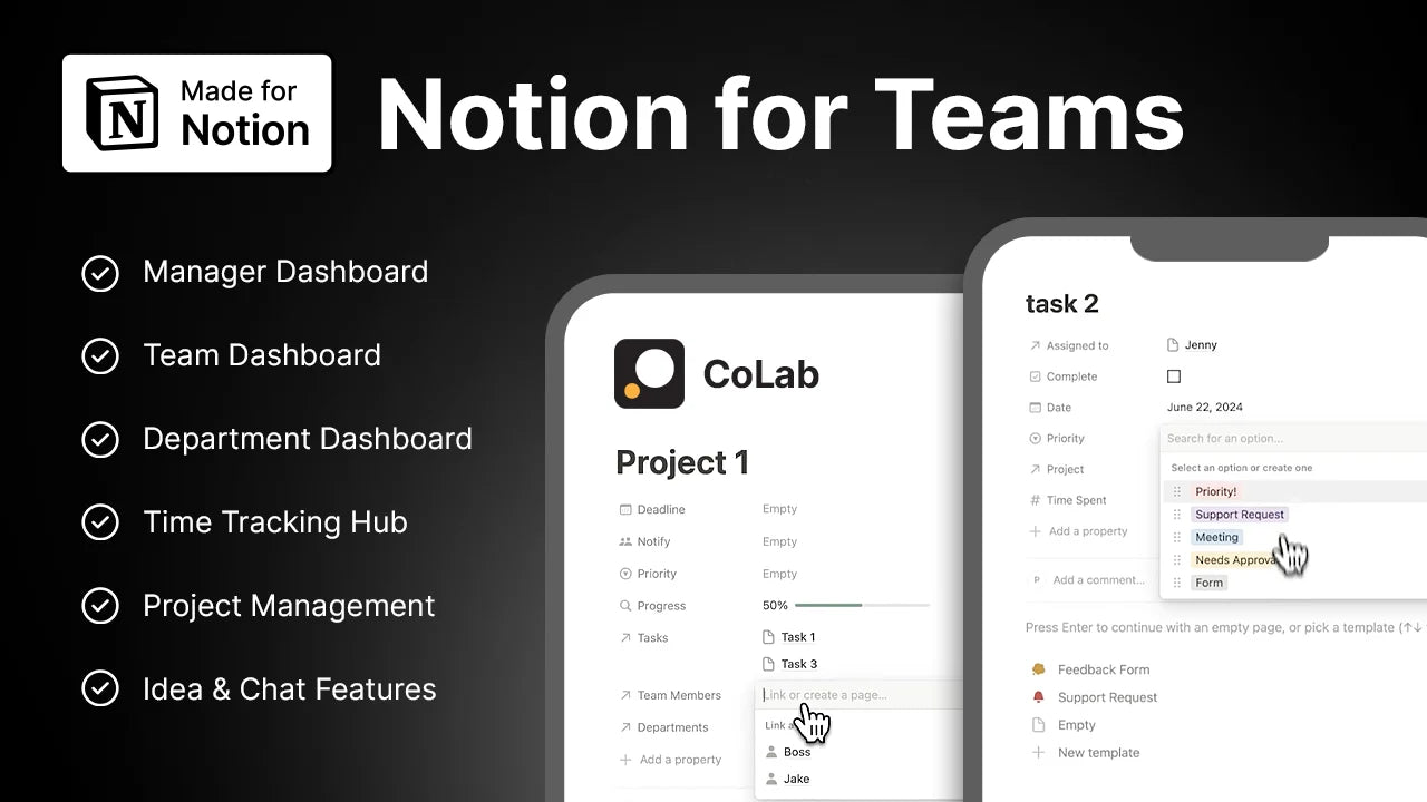 CoLab Notion Team Template – Project & Company Dashboard