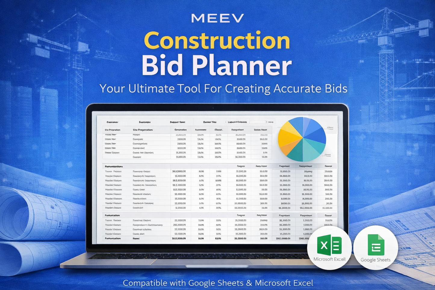 Construction Bid & Estimate Planner – Excel & Google Sheets BOQ Template for Contractors, Builders & Remodelers