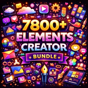 7800+ Graphic Design Elements Bundle | Fonts, Icons, SVG, Mockups & Social Media Assets