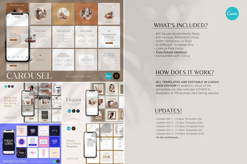 1500+ Social Media Canva Templates Bundle for Instagram & Facebook