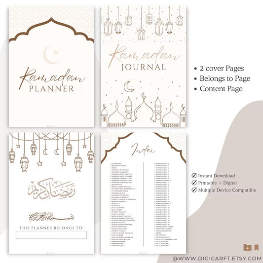 Ramadan Planner & Journal 2026 – Printable Digital PDF, 82 Pages, 5 Colors, Hyperlinked Content