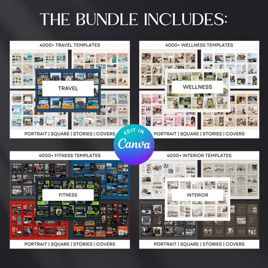 60,000+ Instagram Canva Templates Bundle for Social Media Content
