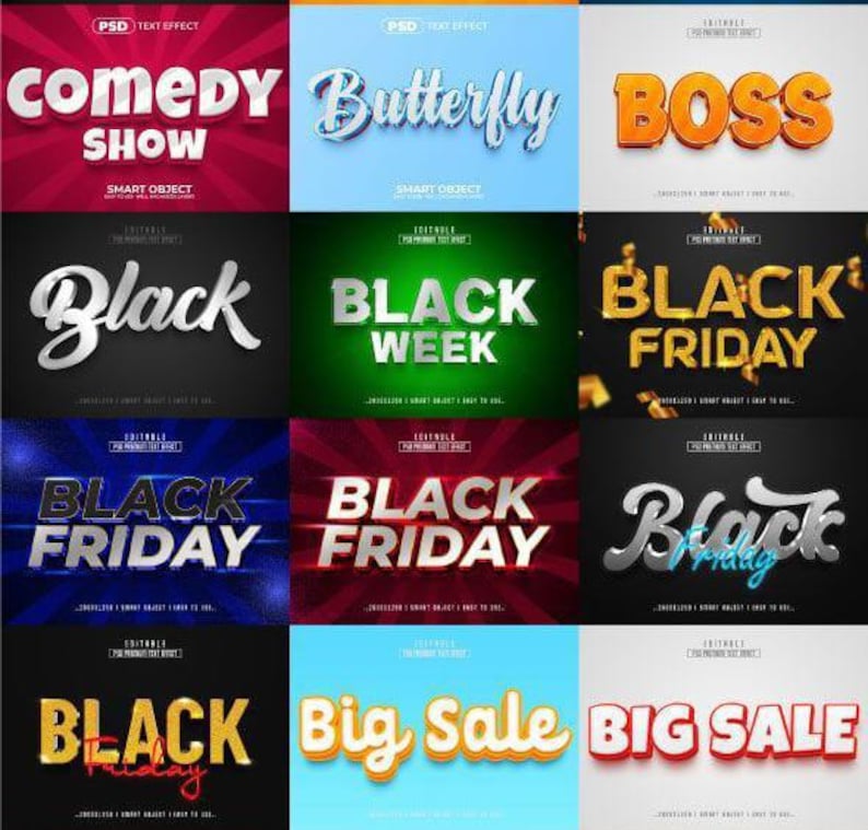 200+ Photoshop Text Effects Bundle – Editable PSD Typography Styles, 3D, Neon, Retro, Metallic & Gaming Text Effects Pack