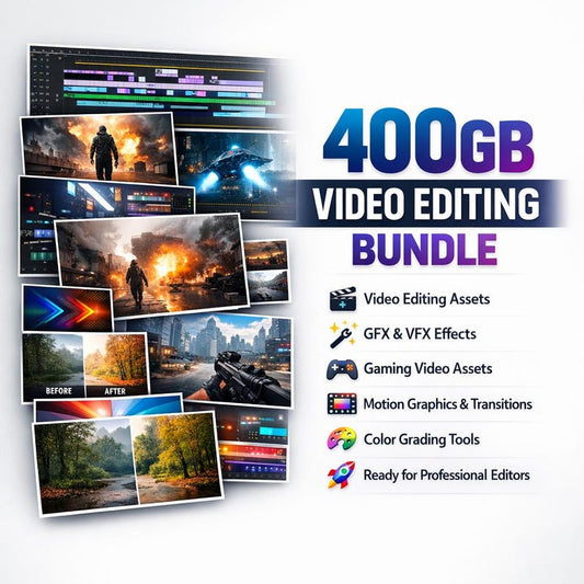 400GB Video Editing Bundle – Ultimate Mega Pack with LUTs, Transitions, Overlays, SFX & Templates for Premiere Pro, After Effects, CapCut & DaVinci