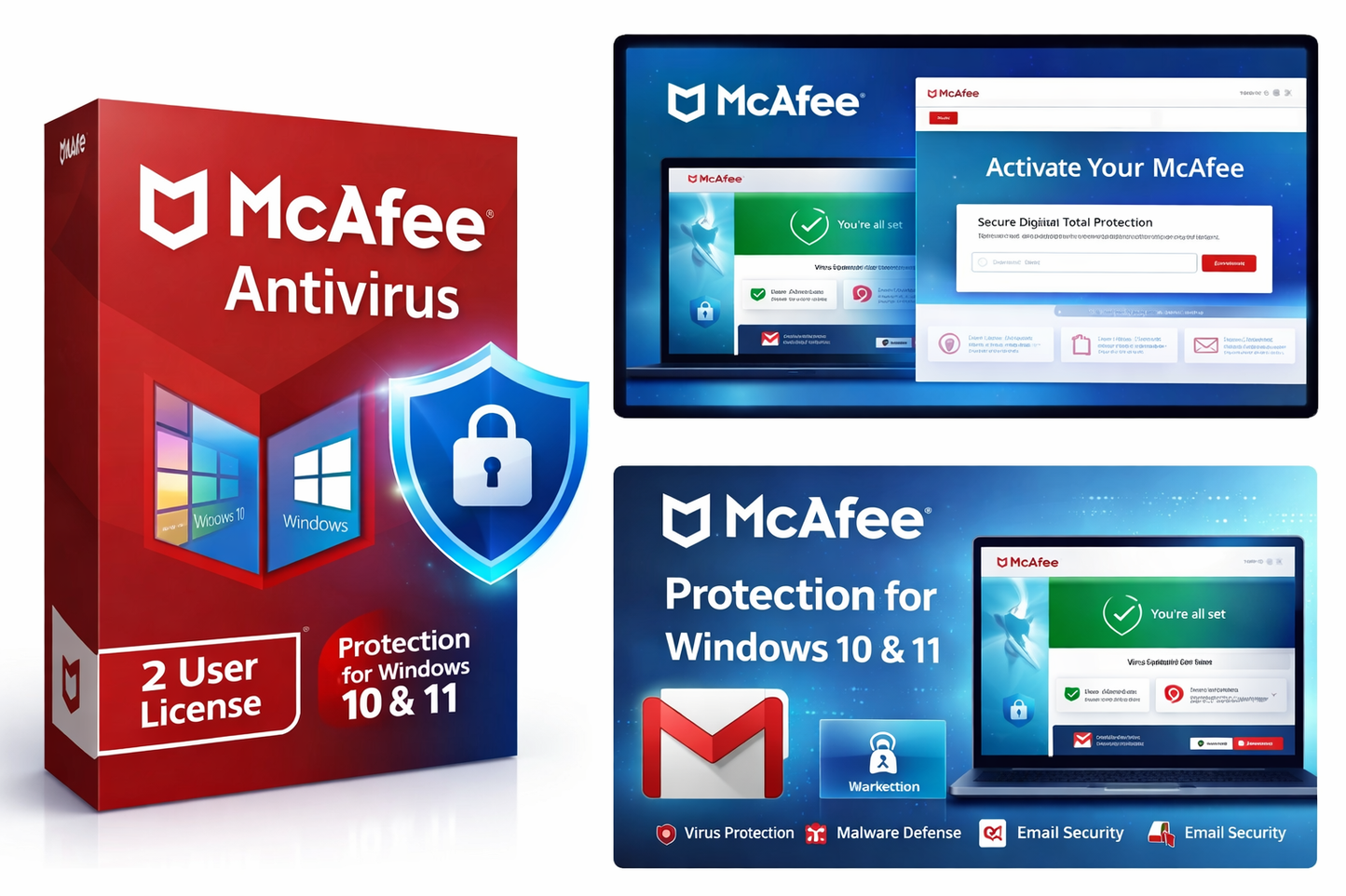 Buy McAfee Antivirus 2 User License for Windows 10 & 11