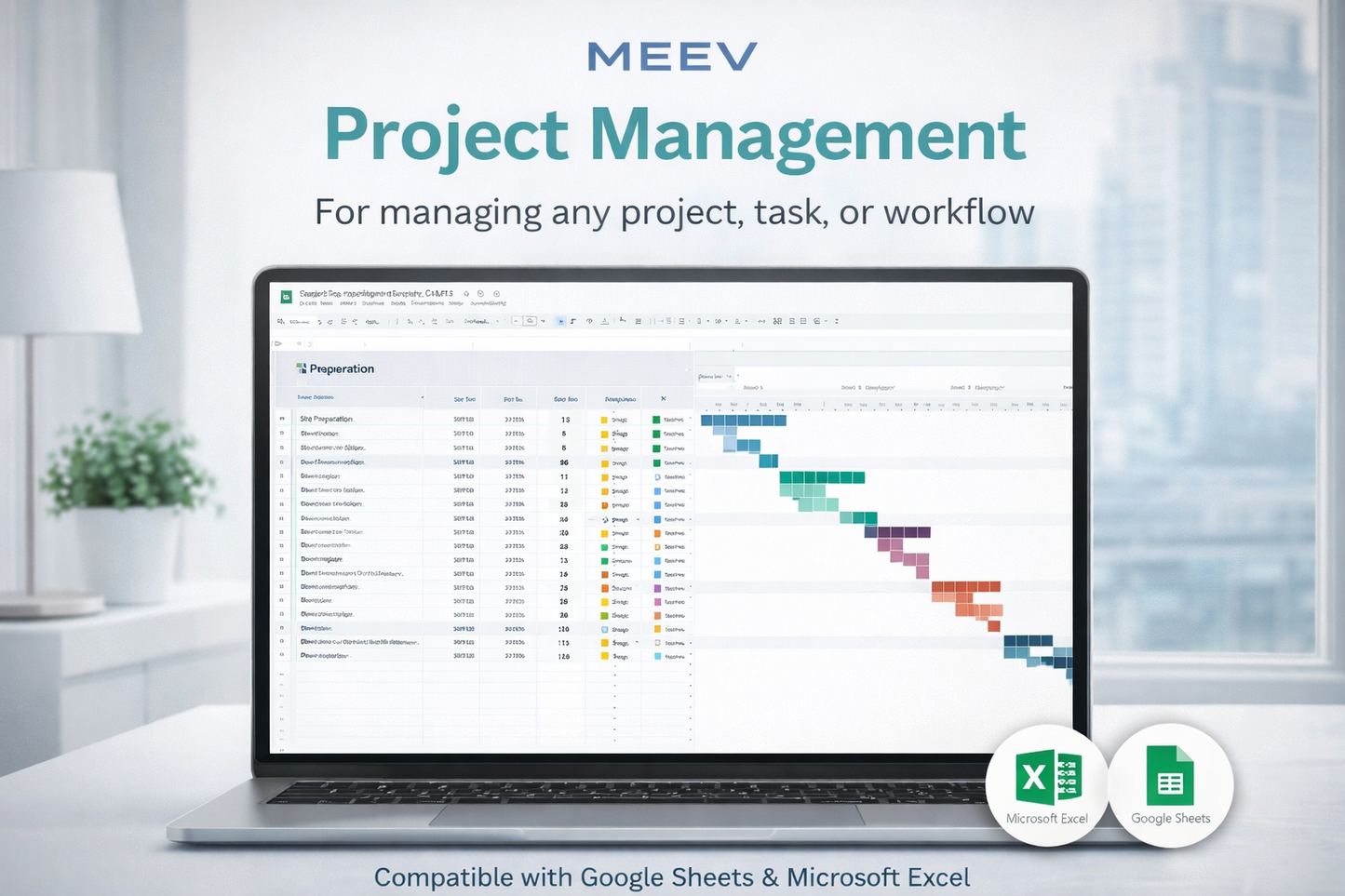 Ultimate Project Management Template Pro – Excel & Google Sheets Gantt Chart, Kanban Board & Calendar Planner
