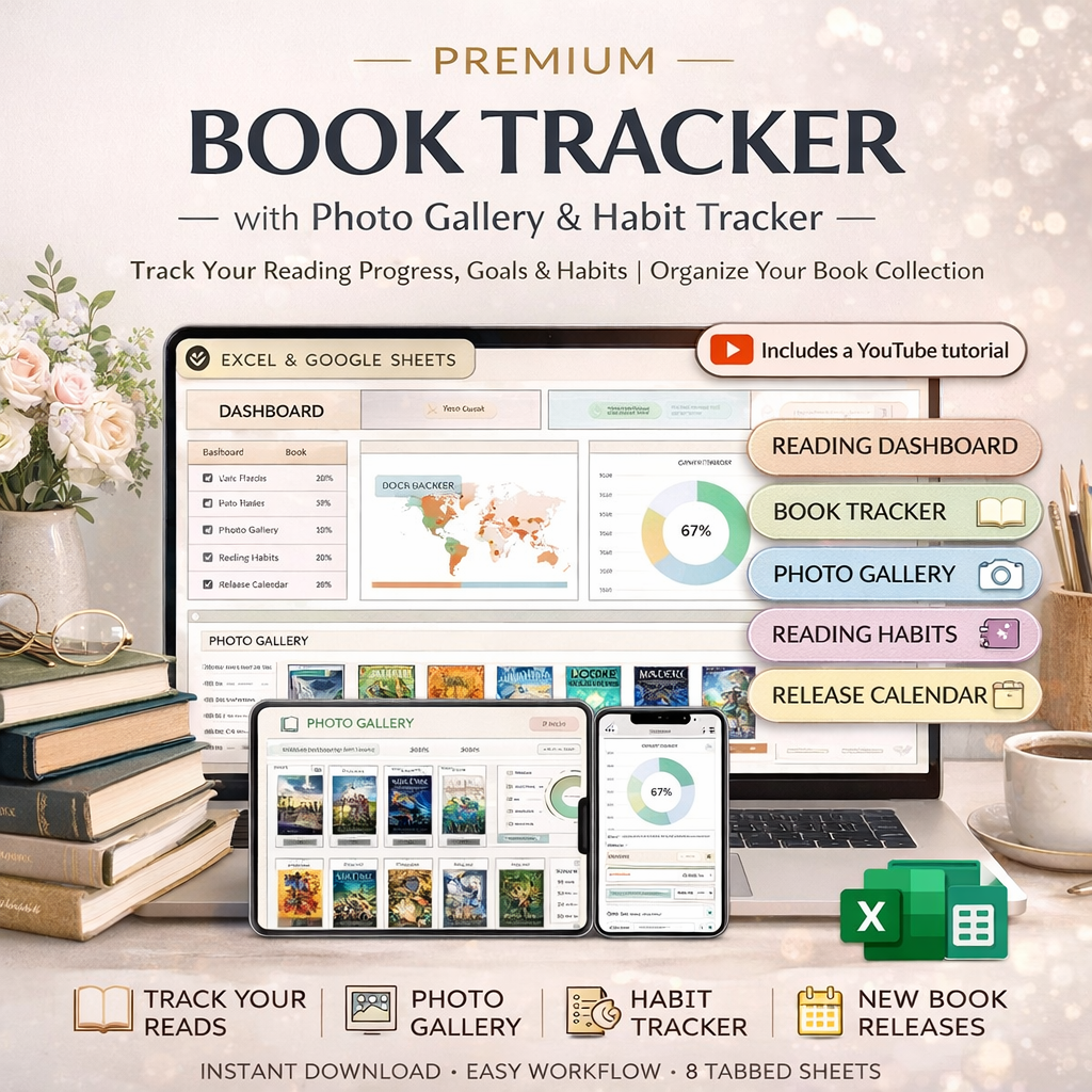 Reading tracker Excel template with automated charts