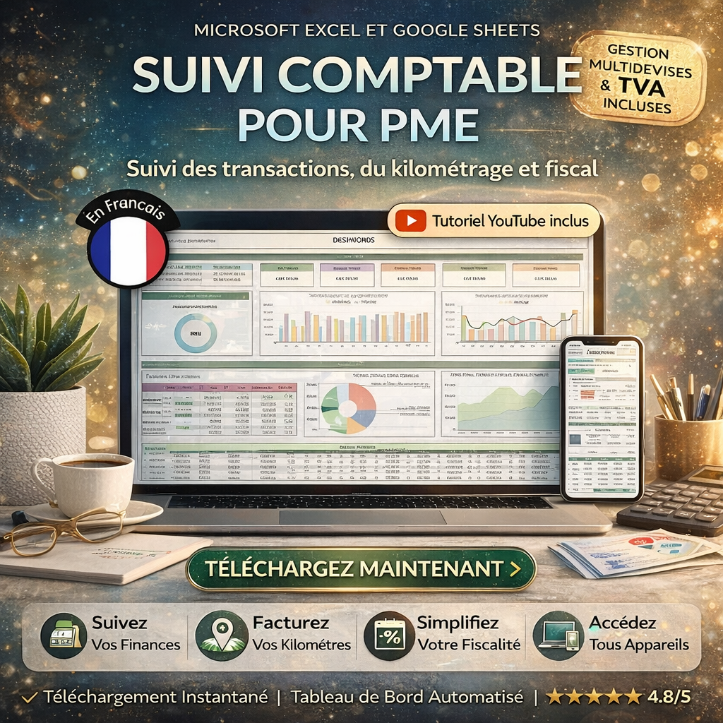 Small Business Bookkeeping Spreadsheet for Google Sheets & Excel – Income & Expense Tracker, Profit & Loss Dashboard, Sales Tax & Accounting Ledger Template