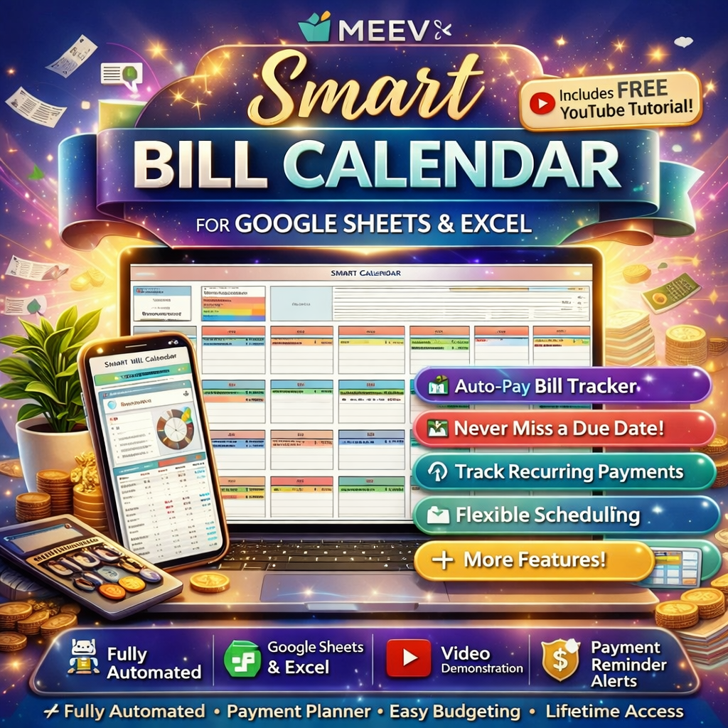 Excel bill planner template with automatic calculations