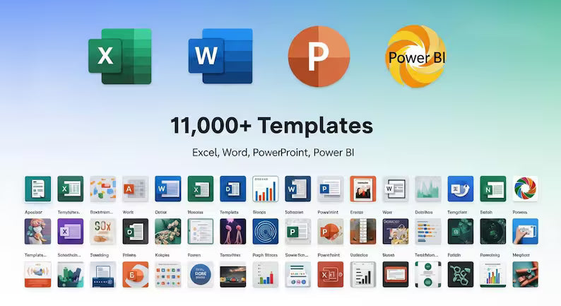 11000+ Excel, Word, PowerPoint, Power BI Templates Mega Bundle – Digital Download, Business, Finance & Productivity Tools MEEV