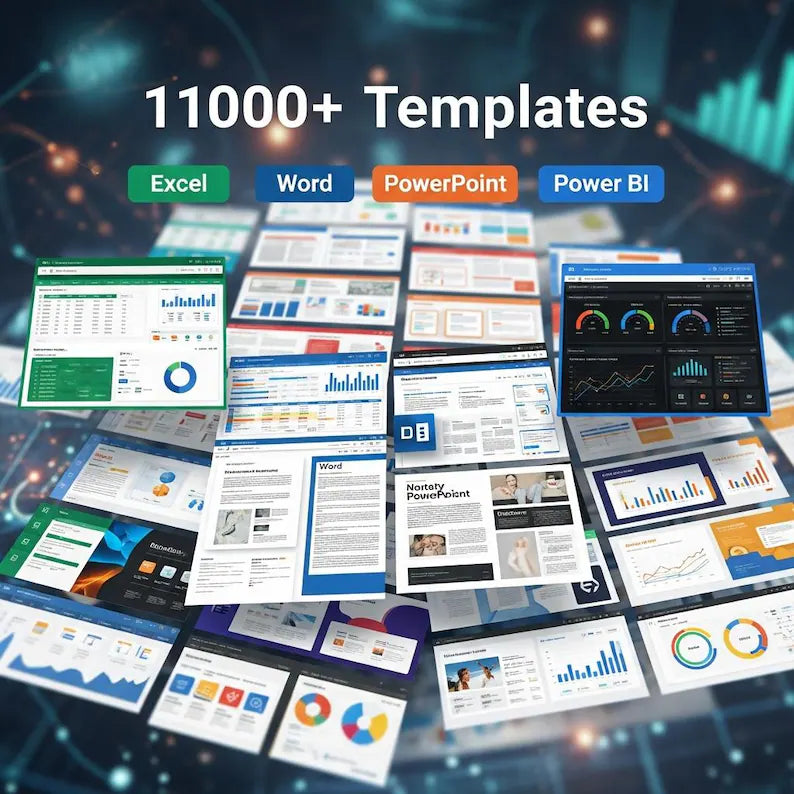 11000+ Excel, Word, PowerPoint, Power BI Templates Mega Bundle – Digital Download, Business, Finance & Productivity Tools MEEV