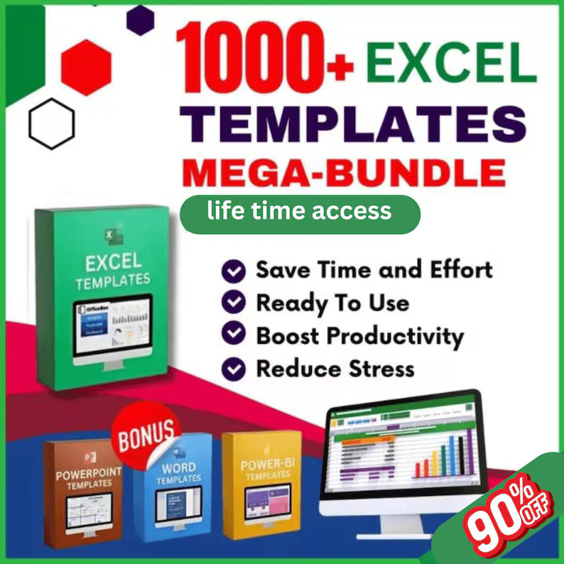 11000+ Excel, Word, PowerPoint, Power BI Templates Mega Bundle – Digital Download, Business, Finance & Productivity Tools MEEV