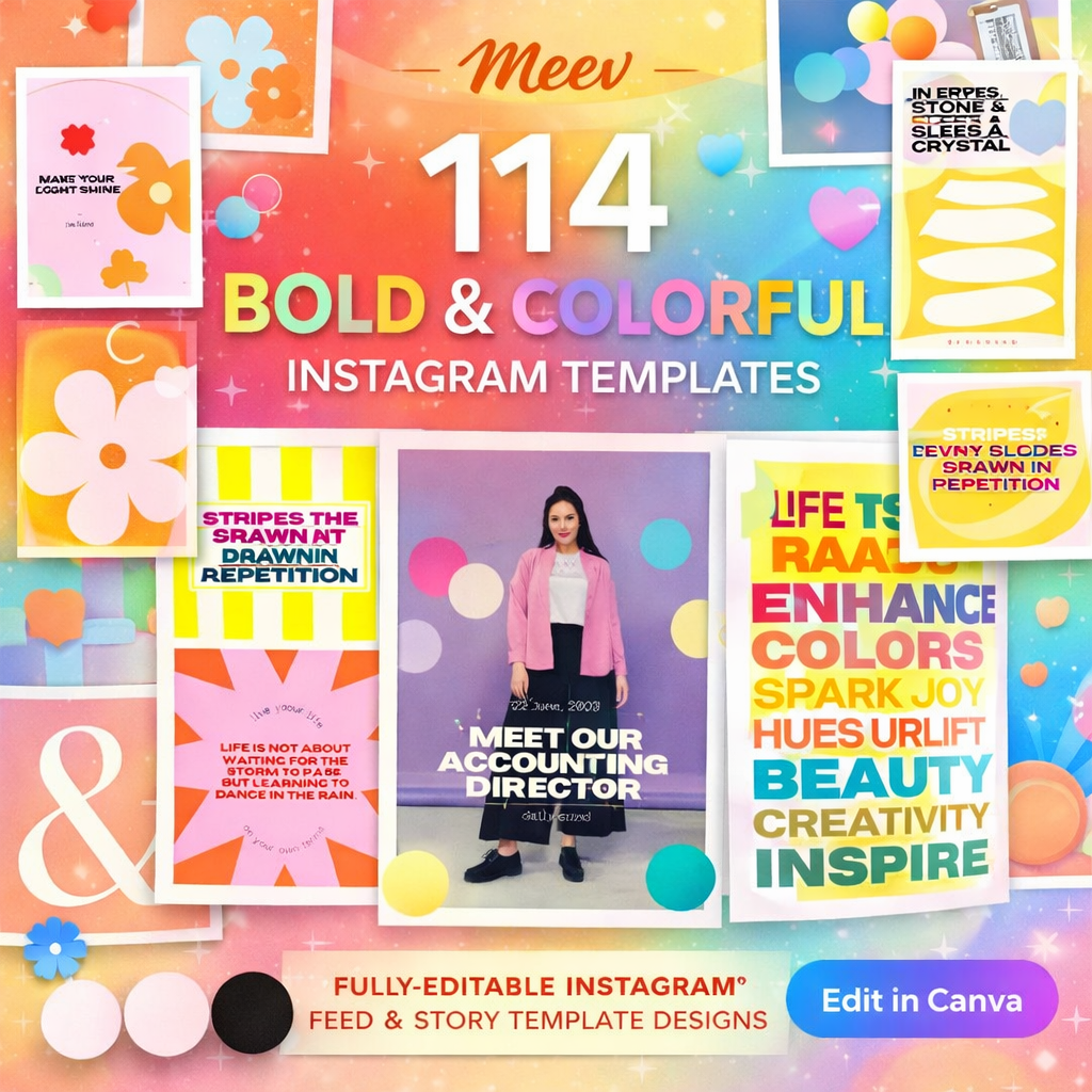 114 Editable Instagram Canva Templates – Bold Post & Story Pack