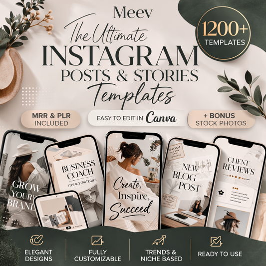 1200+ Instagram Templates Bundle for Canva + 140 Stock Photos (MRR)