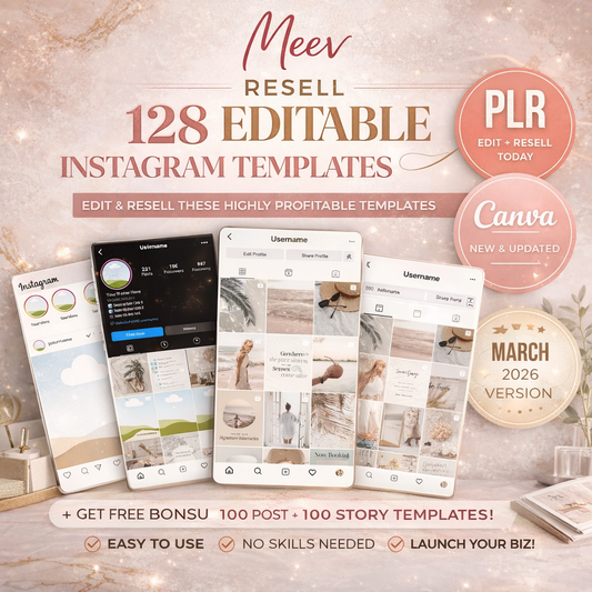 128 Instagram Profile Mockup Bundle for Canva + PLR Rights Kit