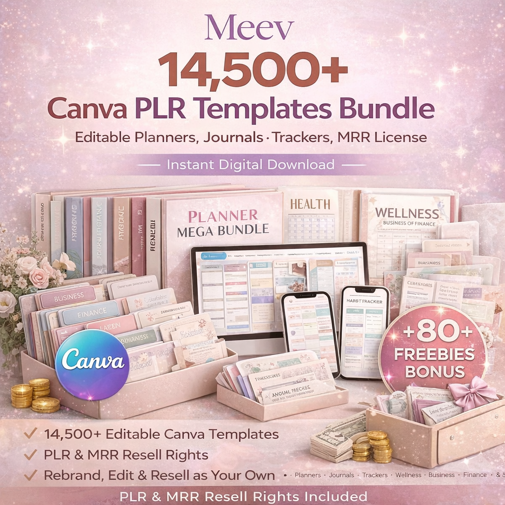 14,500+ Editable Canva Templates Mega Bundle with PLR & MRR Rights