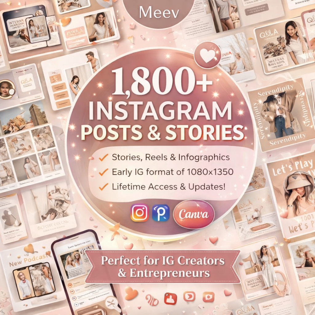 1800 Instagram Canva Templates Bundle – Posts, Stories, Reels & Infographics Pack
