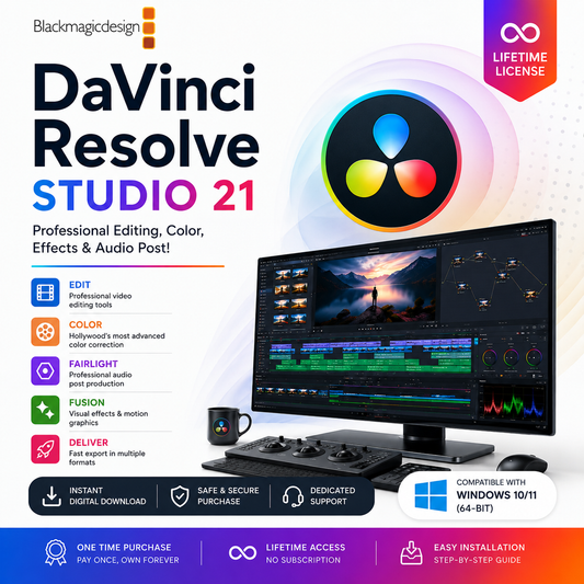 DaVinci Resolve Studio 21 Lifetime License for Windows