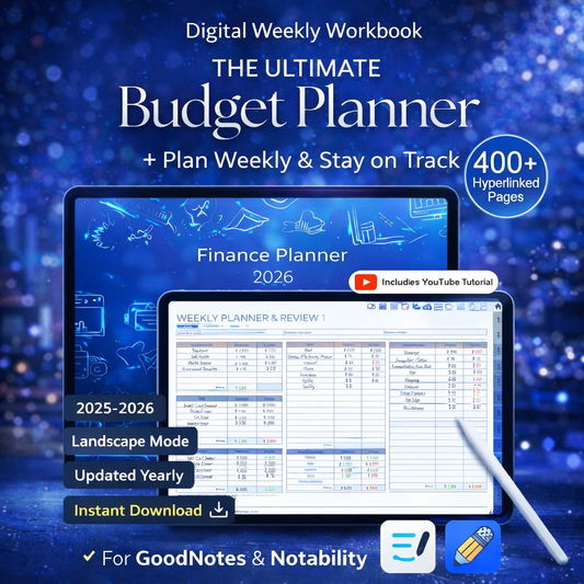 2025–2026 Ultimate Digital Budget Planner for Goodnotes & Notability | Weekly & Monthly Finance Tracker | Hyperlinked iPad Money Management PDF