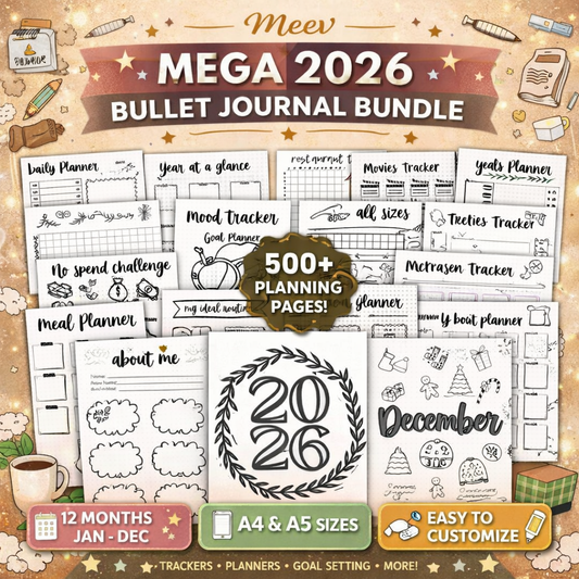 2026–2027 Bullet Journal Printable Planner Bundle | 80+ Monthly Pages
