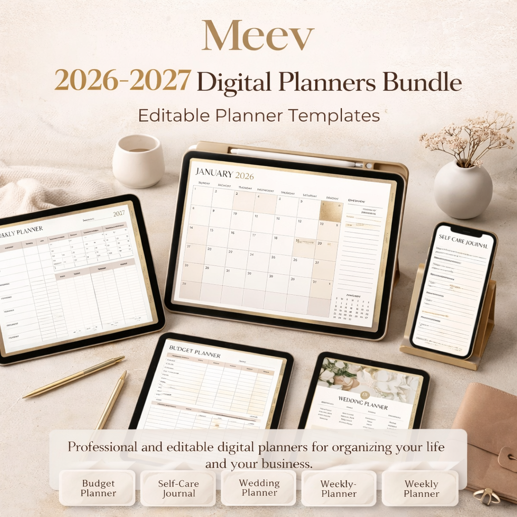 2026–2027 Digital Planner Bundle for Canva with PLR & MRR Rights