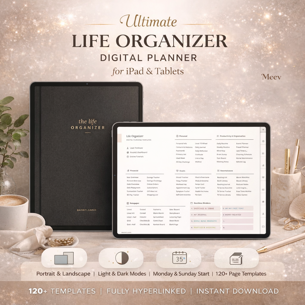 2026 All-in-One Beige Digital Planner with 1000+ Stickers