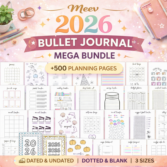 2026 Bullet Journal Printable Bundle – 500+ Planner Pages PDF