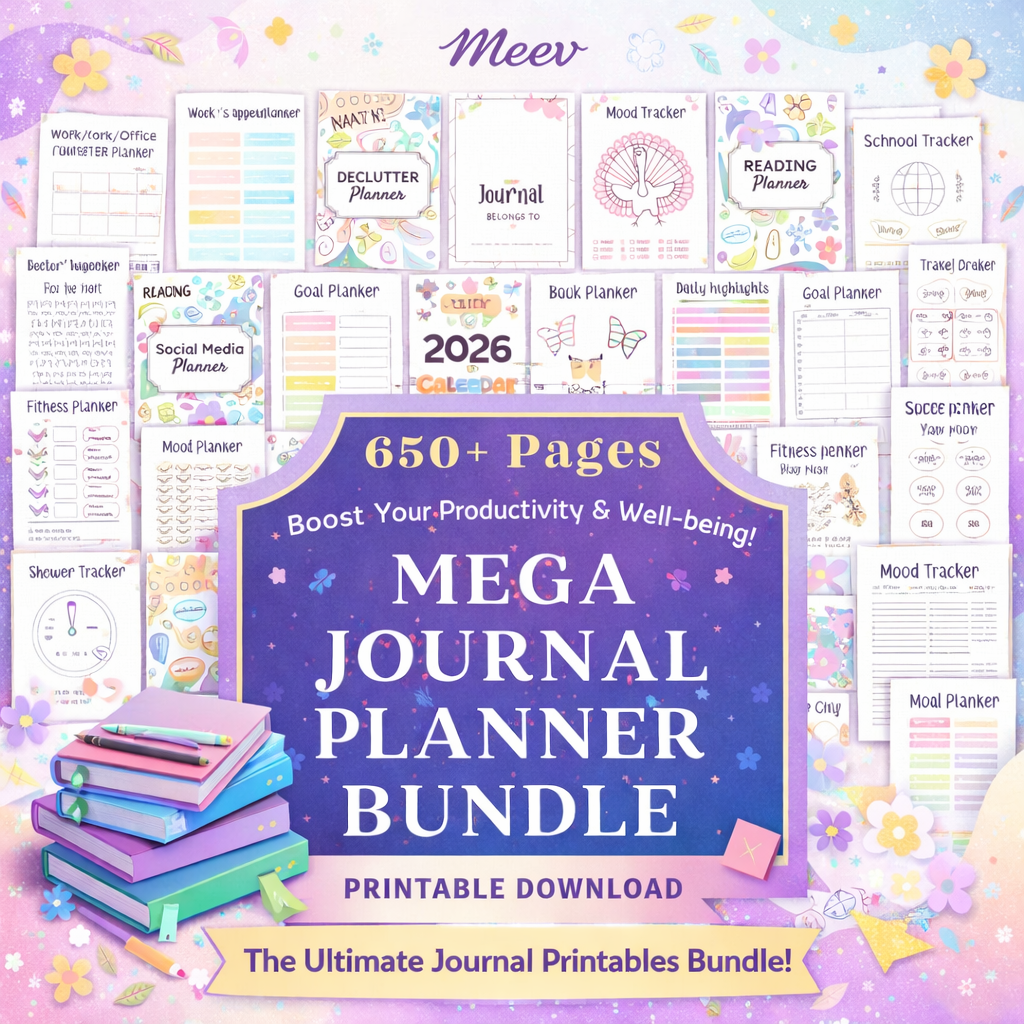 2026 Digital Planner Bundle – 650+ Pages Printable Journal Kit