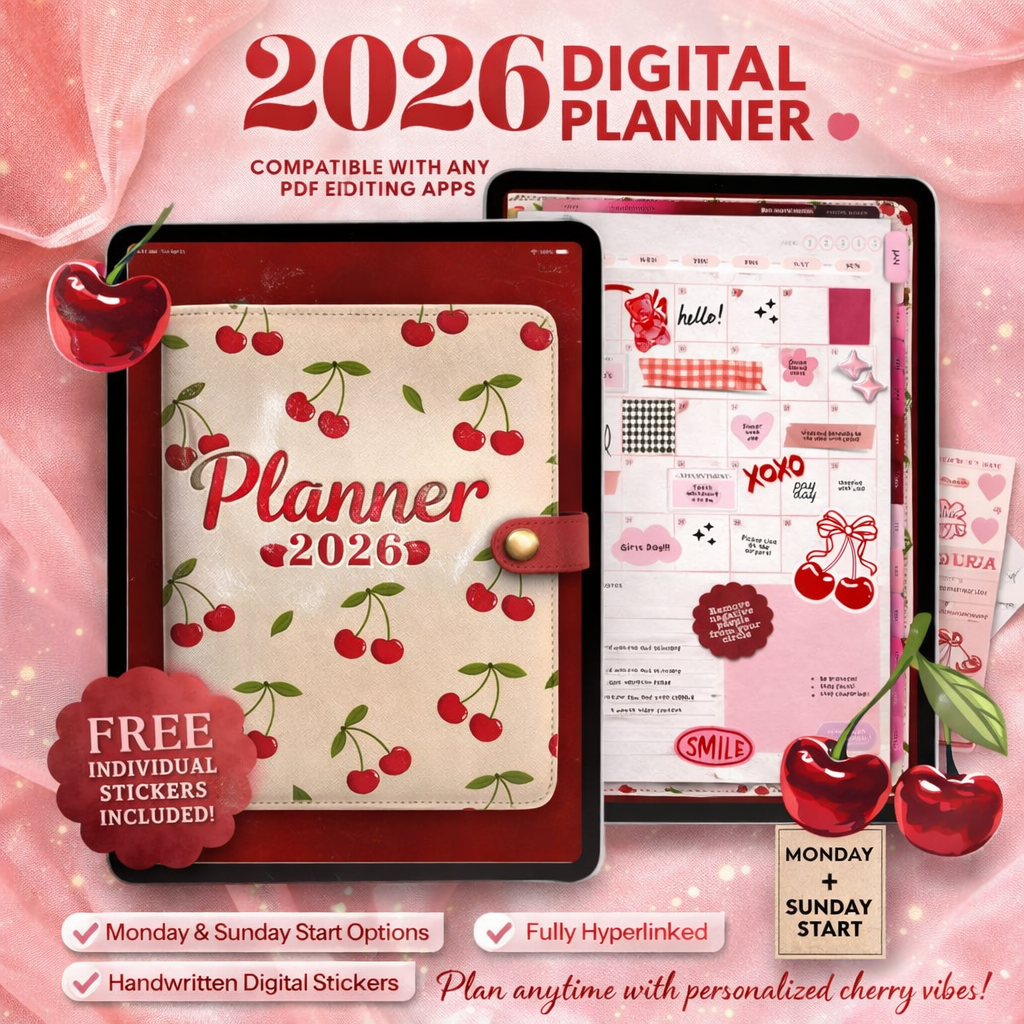 2026 Digital Planner Hyperlinked PDF for Goodnotes & Notability