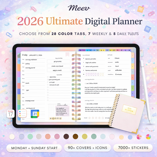 2026 Digital Planner Hyperlinked iPad Planner with Stickers & Covers