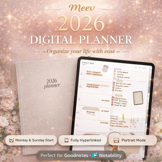 2026 Minimalist Digital Planner for iPad | Hyperlinked Portrait Planner