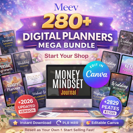 280+ Digital Planner Templates Mega Bundle – Editable Canva PLR Pack