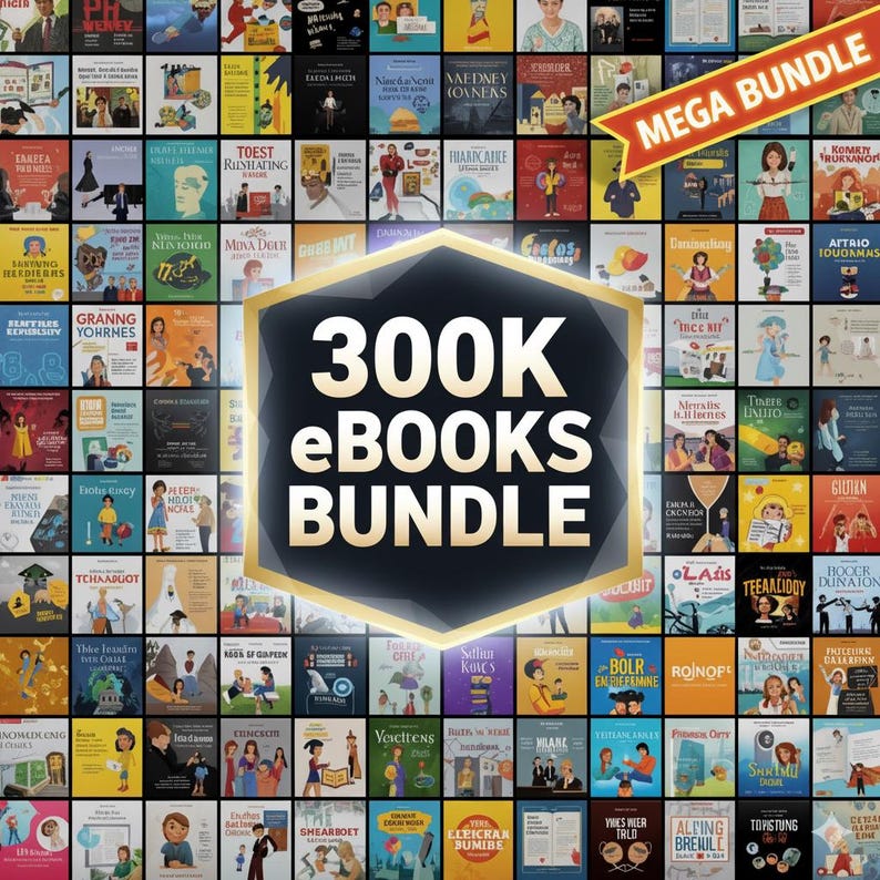 300,000 eBooks mega bundle digital library cover