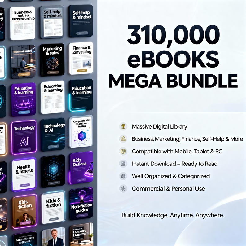 310,000+ premium eBooks bundle cover digital library