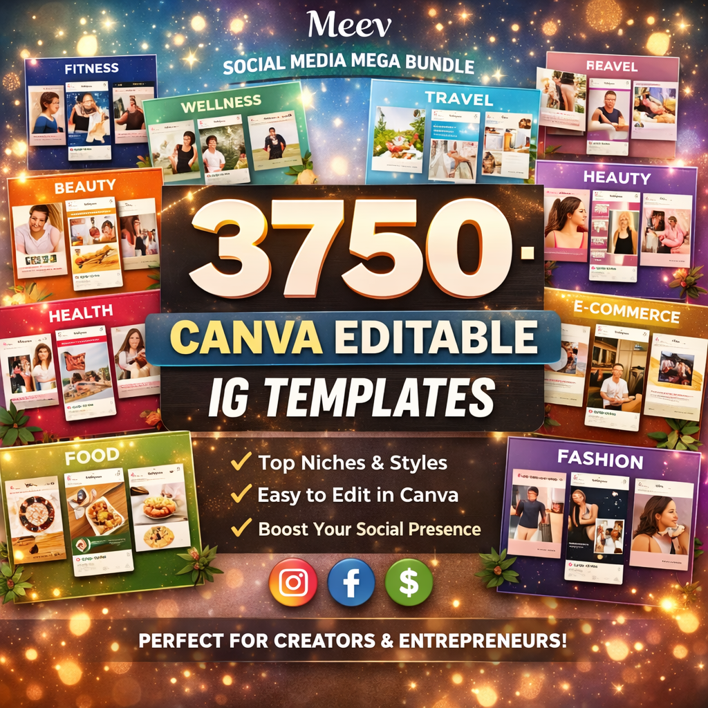 3750+ Instagram Canva Templates Bundle – Posts, Stories & Reels Pack