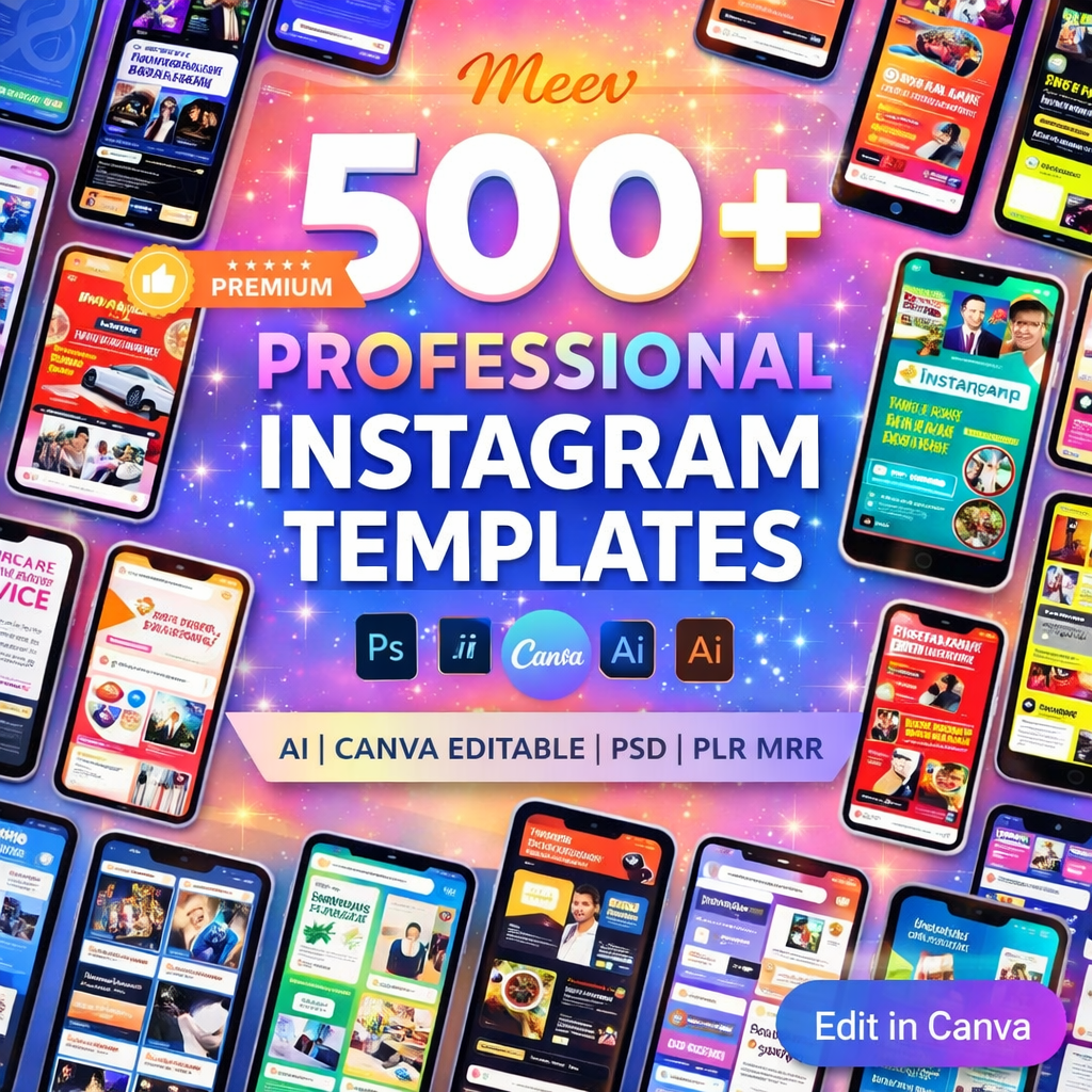 500+ Instagram Canva Templates Bundle with PLR & MRR – Social Media Kit