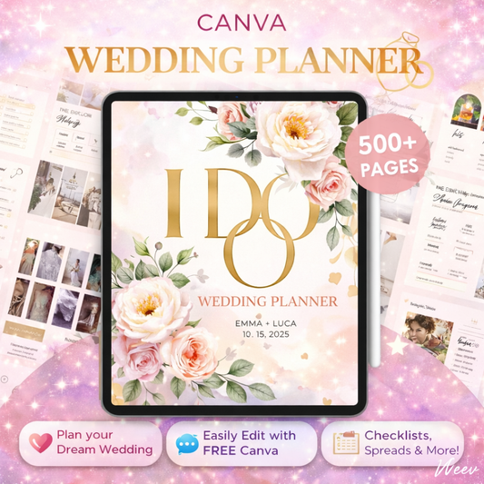 500+ Page Canva Wedding Planner Bundle for iPad & Desktop