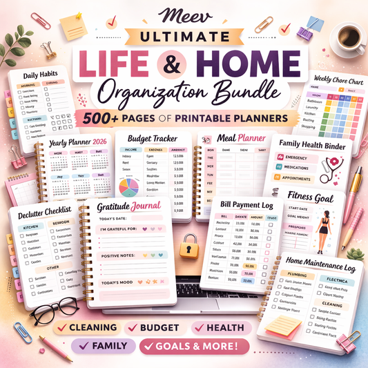500+ Printable Planner Bundle – Aesthetic Productivity Pack