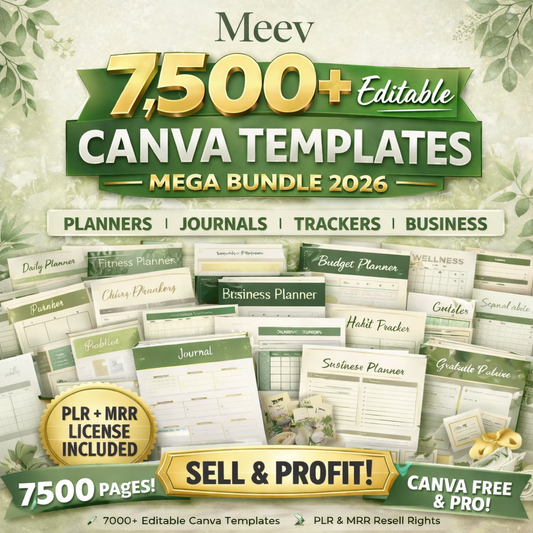 7500+ Editable Canva Planner Templates Bundle 2026 | PLR & MRR