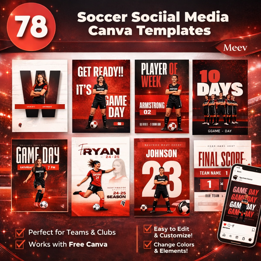 78 Soccer Instagram Canva Templates for Teams, Game Day & Player Posts