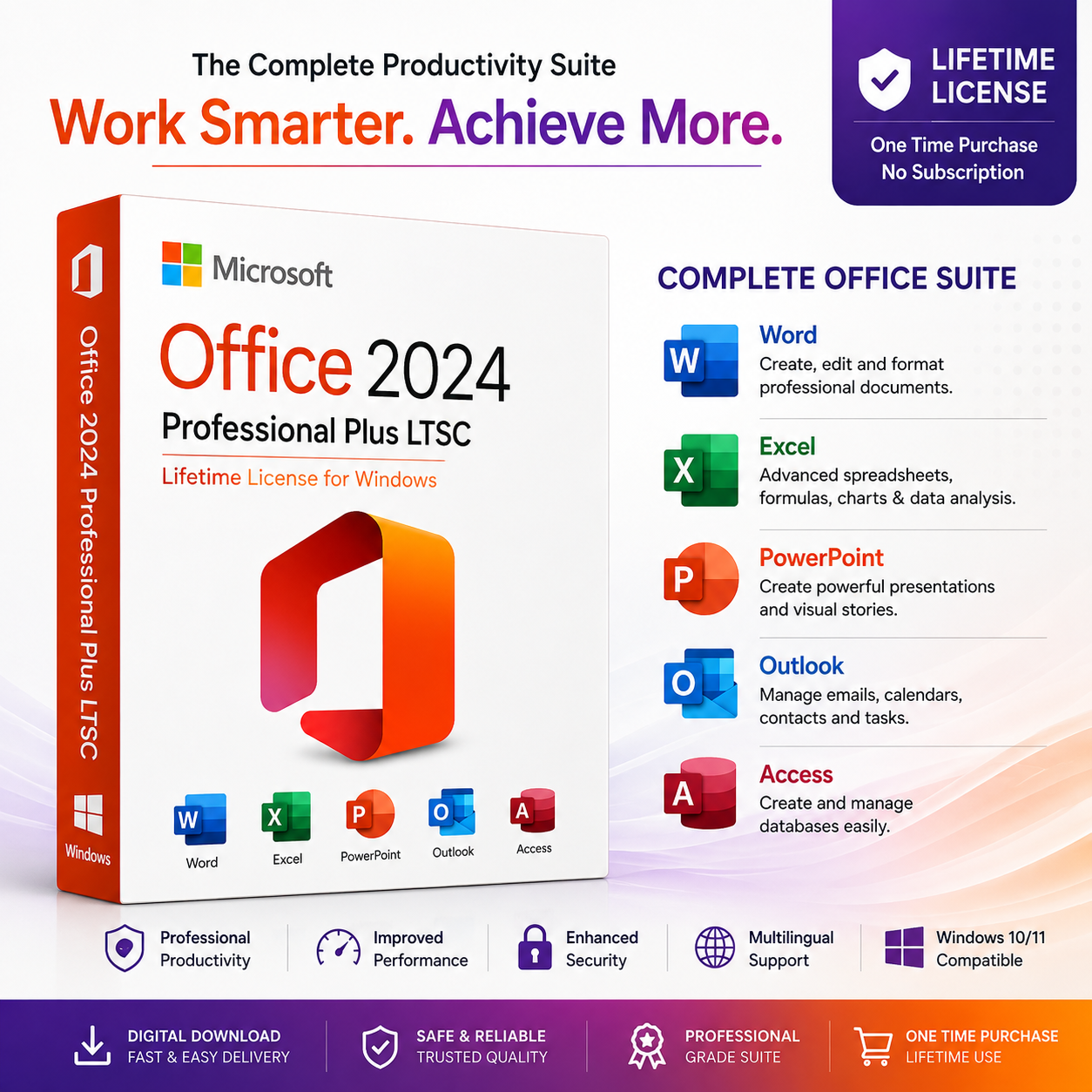 Microsoft Office 2024 Professional Plus LTSC | Lifetime License for Windows