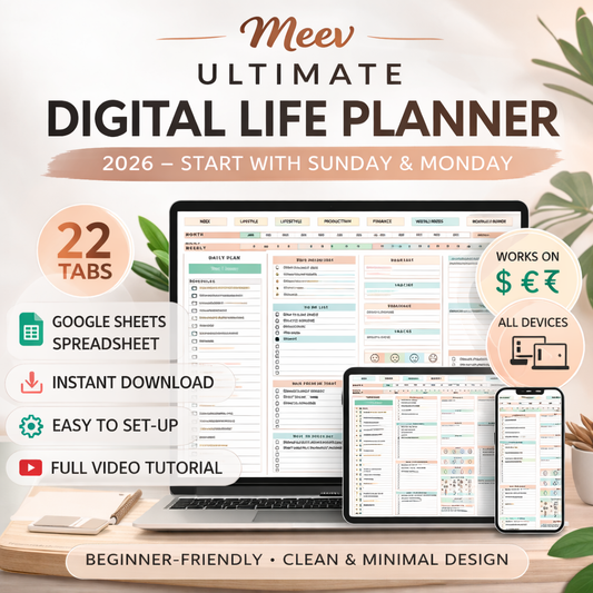 All-in-One Digital Life Planner Spreadsheet – Budget, Goals & Habit Tracker