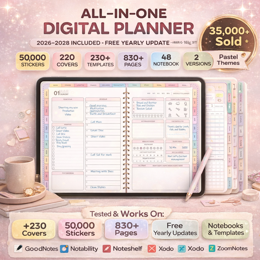 All-in-One Digital Planner 2025-2027 for GoodNotes & Notability iPad
