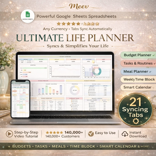 All-in-One Life Planner Spreadsheet for Google Sheets | Budget, Tasks & Goals Tracker