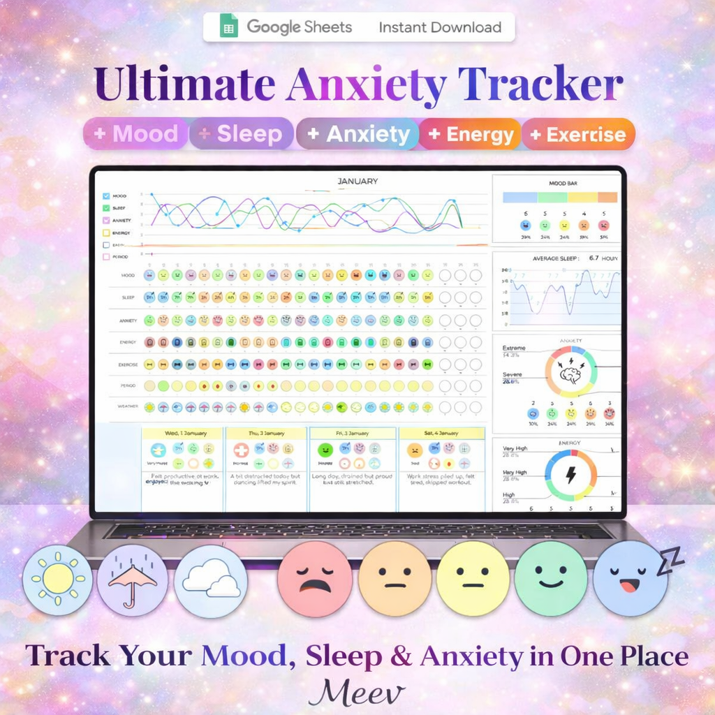 Anxiety Tracker & Therapy Journal Google Sheets Template