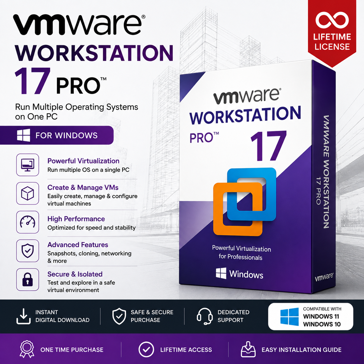 VMware Workstation 17 Pro Lifetime License for Windows